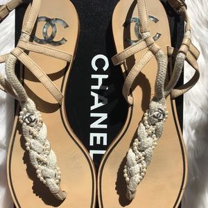SOLD | CHANEL Rope & Pearl Leather Sandals